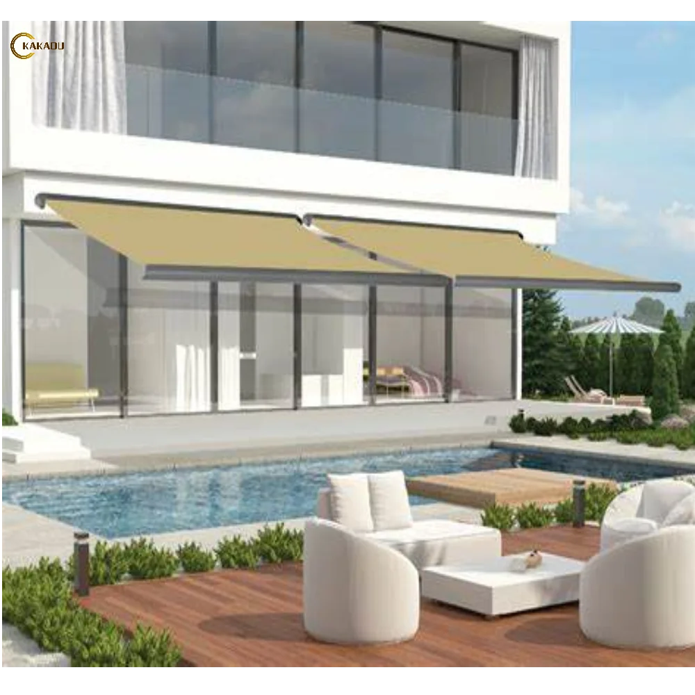 KAKADU Premium outdoor retractable awning window customized 2.5m 3m 4m 5m 6m wide full sizes and types aluminum arm awning