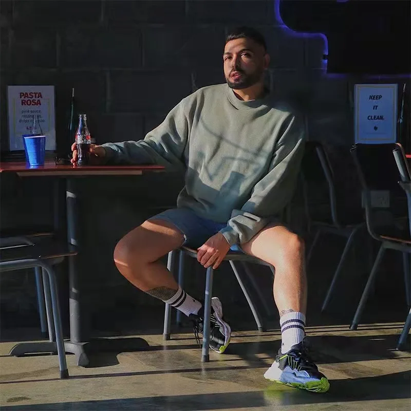 French terry acid washed pullover oversized hoodie embroidered distressed hoodie wholesale acid washed crewneck sweatshirts