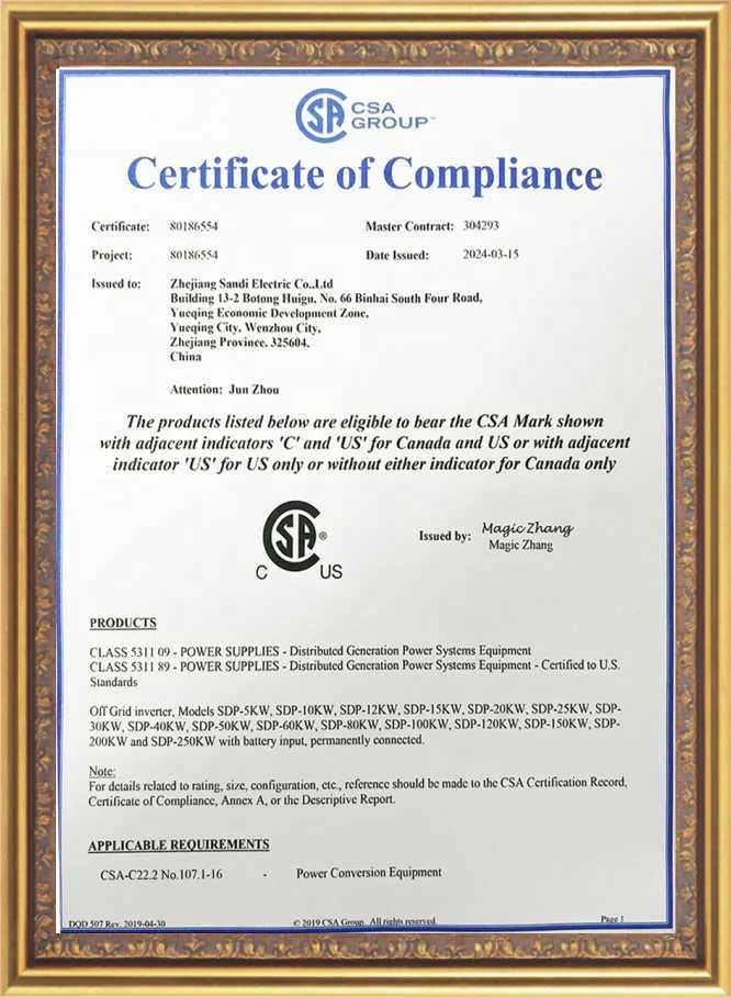 250kW low frequency solar off grid inverter pure sine wave 3 phase 220V output with  UL1741/CSA certificate