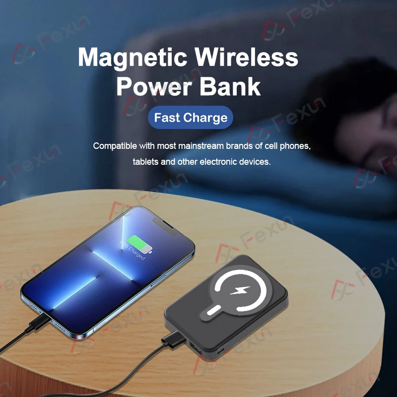 Innovation Trend 2022 Mini Slim Portable Charger 5000mah Magnetic Wireless Charging Power Bank For Batterie Externe Pover Bank