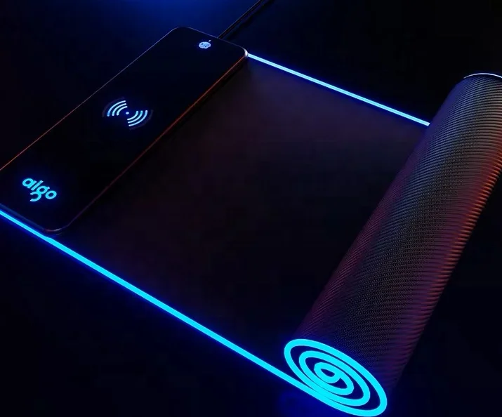 Коврик для мыши без рисунка, светодиодная беспроводная зарядка, расширенный размер Xxl, игровой большой Rgb коврик для мыши с пользовательским логотипом