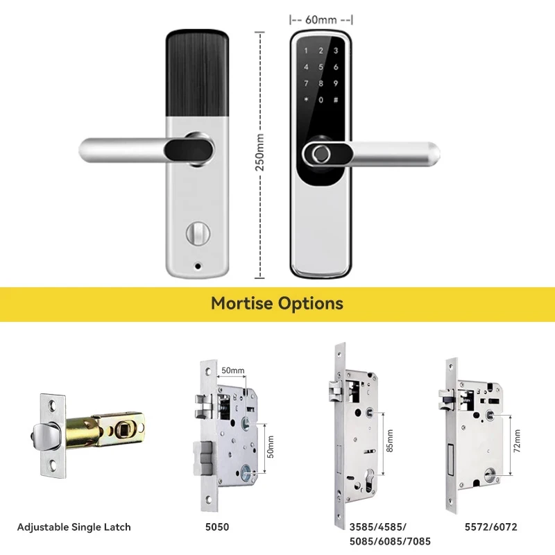 WIFI APP Fingerprint Door Lock with Code Card Key Touch Screen Smart Handle Lock Security Digital Electronic Wooden Door Lock