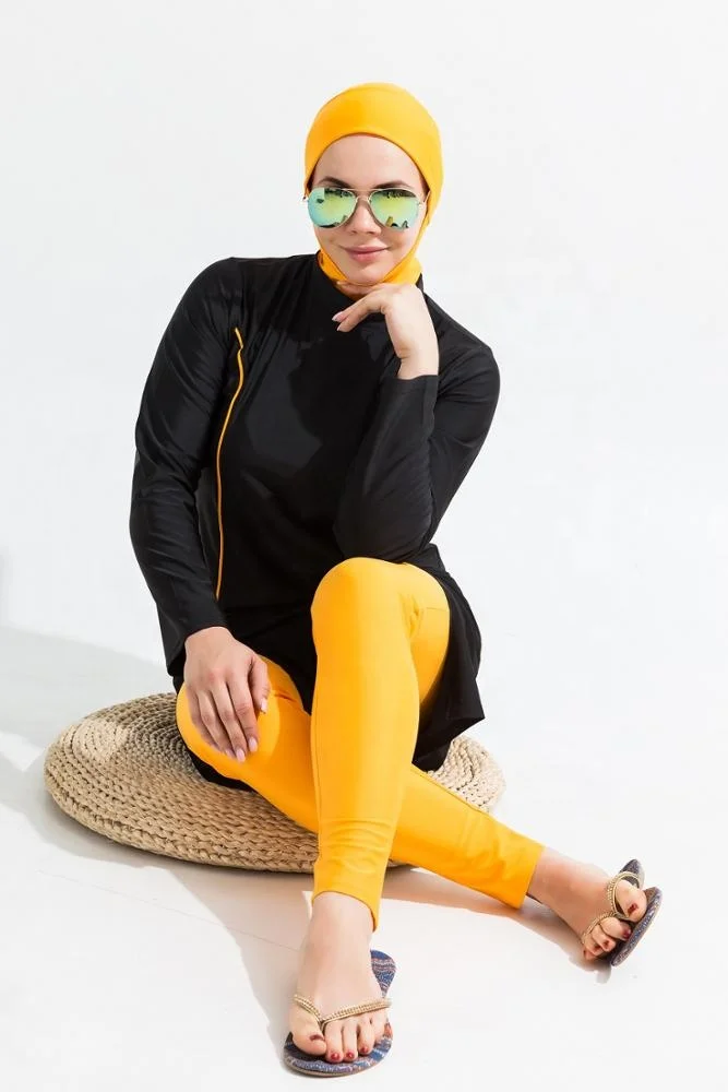 MOTIVE FORCE High Quality Fashion UV Protection NonToxic Color Block Burkini Muslim Women Swimwear