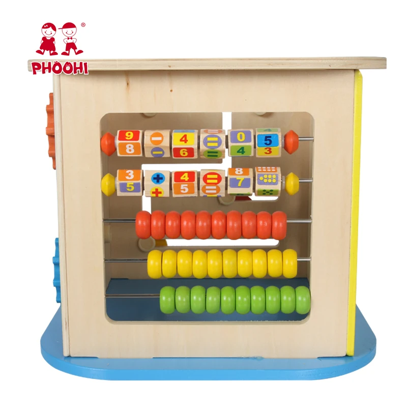 Baby Wire Bead Maze Play Educational Learning Wooden Kids Large Activity Cube Toy