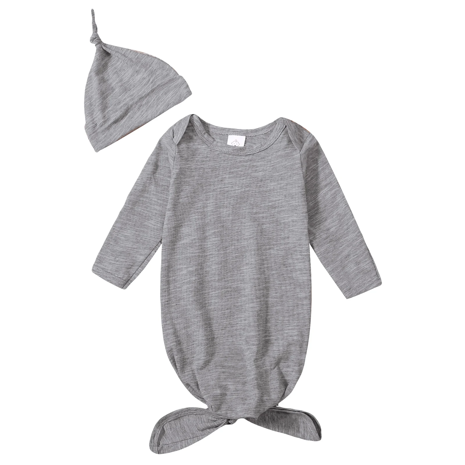 Manufacturer Custom Unisex  Cotton Knotted Plain Kids Boy Girl Baby Grown Clothe Romper set