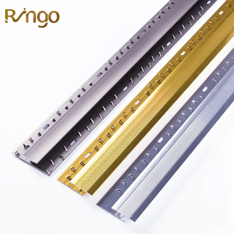 Foshan Ringo Metal Aluminum Z Bar Carpet Transition Trim Cover Strip Anti Slip Edge Border Extrusion Profile for Floor Threshold