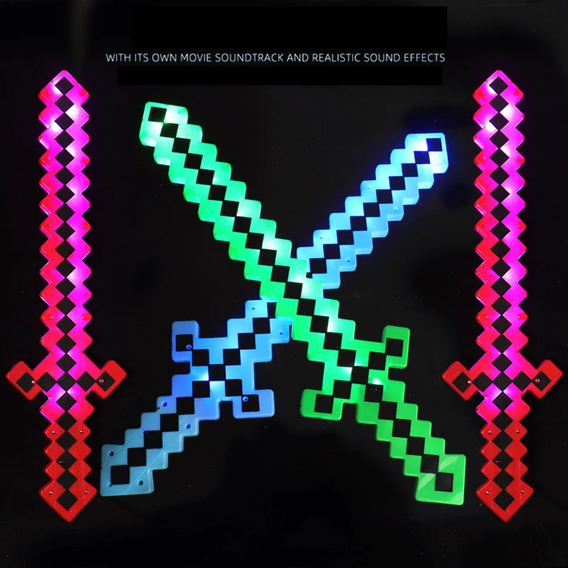 Hot Wholesale Mosaic Pixel Toy Sword Light Party Cosplay Light Up Toys Led Flashing Swords Light Up Swords