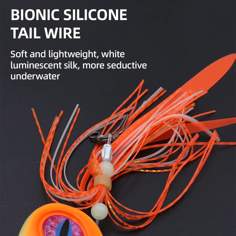 Big Luminous Metal Jigs Fishing Lure 100g 120g 150g 200g 250g 300g Silicone Skirt Glow  Jigging Head Lure