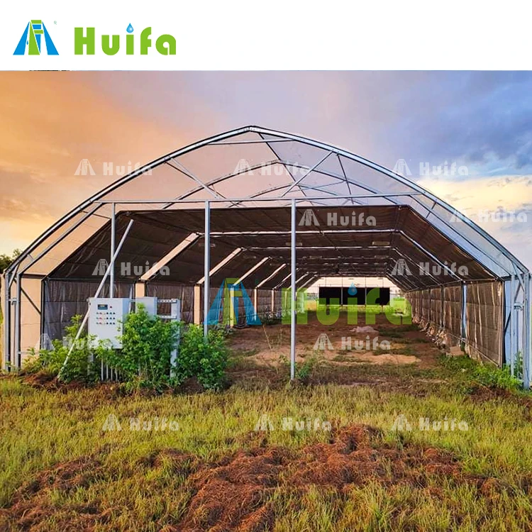 Huifa Fully Automated Blackout Green House Single Span Film Grow Room Light Deprivation Blackout Greenhouse