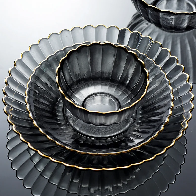 Heat-resistant Glass Dish Plate Transparent Plate Creative Internet Celebrity Fruit Plate Tableware