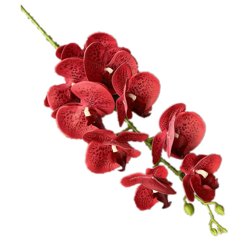 Home Decor Real Touch 3D Printing 9 Heads Artificial Flower Single Stem Phalaenopsis Orchid