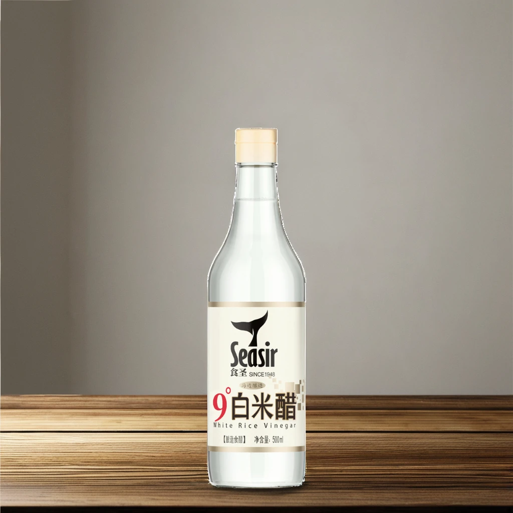 Factory Price OEM 500ml Glass Bottle Brewed 9°White Rice Vinegar without Additives Halal Certified