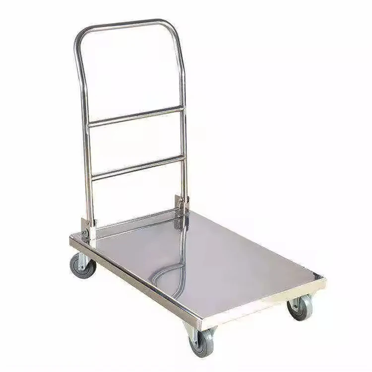 Multifunction Stainless Steel 150kg Heavy Duty Foldable Hand Push Platform Cart Trolley For industrial warehouse utility