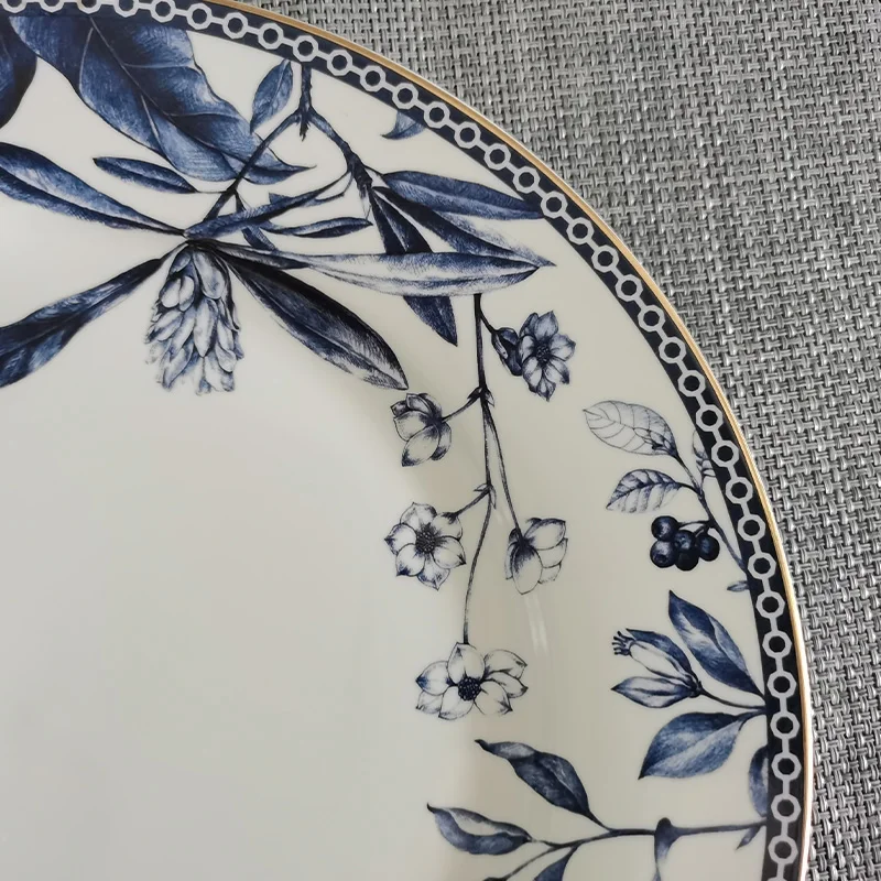 Wholesale Ceramic Antique Plates Floral Painting DesignFine Bone China Round Large Ceramic Charger Plate
