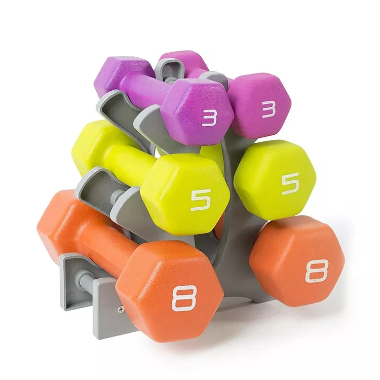 Color Rubber Hex Vinyl  Neoprene Standard weights Dumbbells Sets