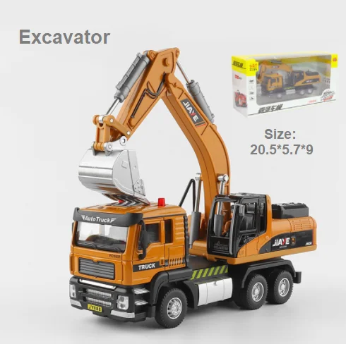 1:50 Scale High Simulation Engineer Trucks Exacvator Dumper Ladder Trunk Mixer Model Diecast Toy Car Kids Gift Ornament