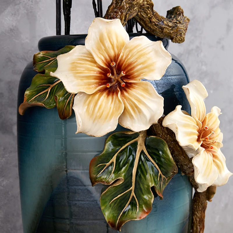 SANLOREN New collection luxury big tall large size blue color ceramic floor flower vase for TV bench hallway foyer vestibule