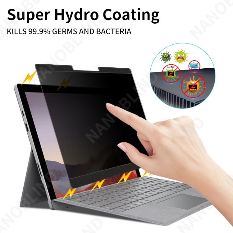 NANOBLIND 360 Degree Anti Spy Magnetic Privacy Screen Protector For Microsoft Surface Pro 4 5 6 7 Anti Blue Light Fast Install