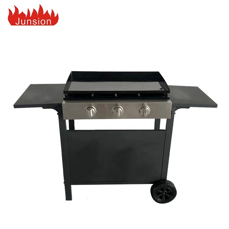 Professional Factory Price CE Outdoor Garden Camping Portable 3 Stainless Steel Burners Barbecue Flat Top Plancha Gas BBQ Grill
