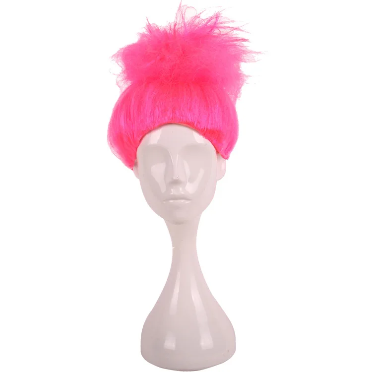 Colorful Halloween Kid Wig For Trolls Elf Pixie Cosplay Costume Wig Children Fluffy Hair Cap Flame Carnival Wig