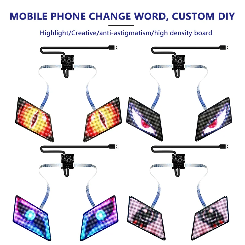 App control programmable electric movable eyes led display screen blinking eye led lights auto 3d winking eye led panel for car