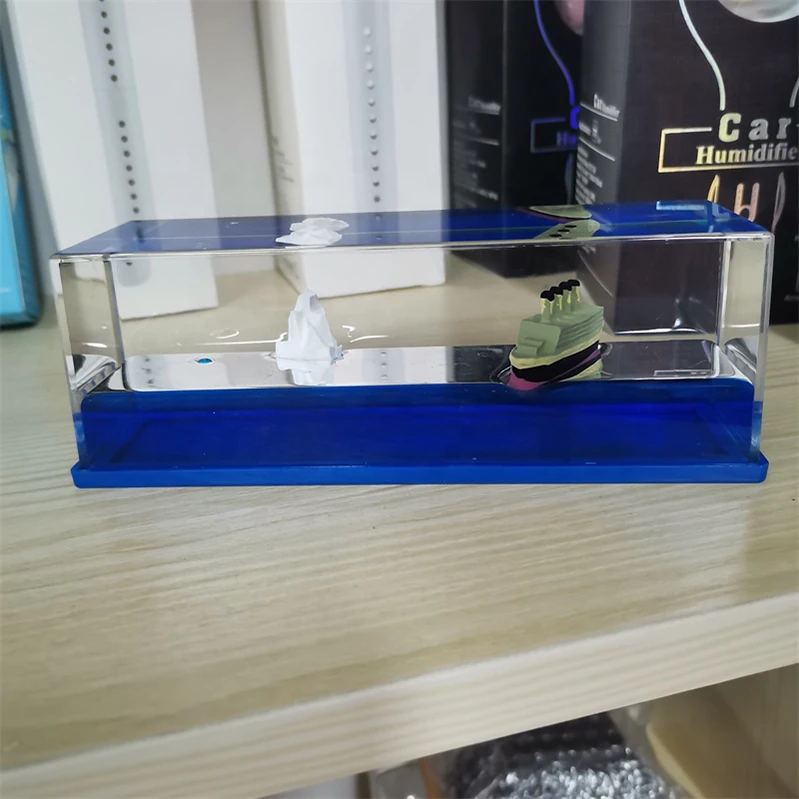 Tik Tok Acrylic Iceberg Boat Floating Cruise Ship Fluid Drift Bottle Decompression Decorative Ornament