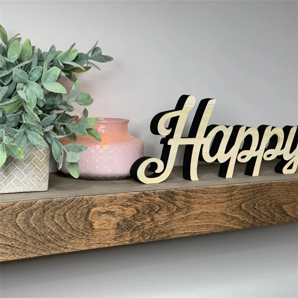 Деревянный мир happy 3D арт Большой Настенный декор любой случай подарок идея стены