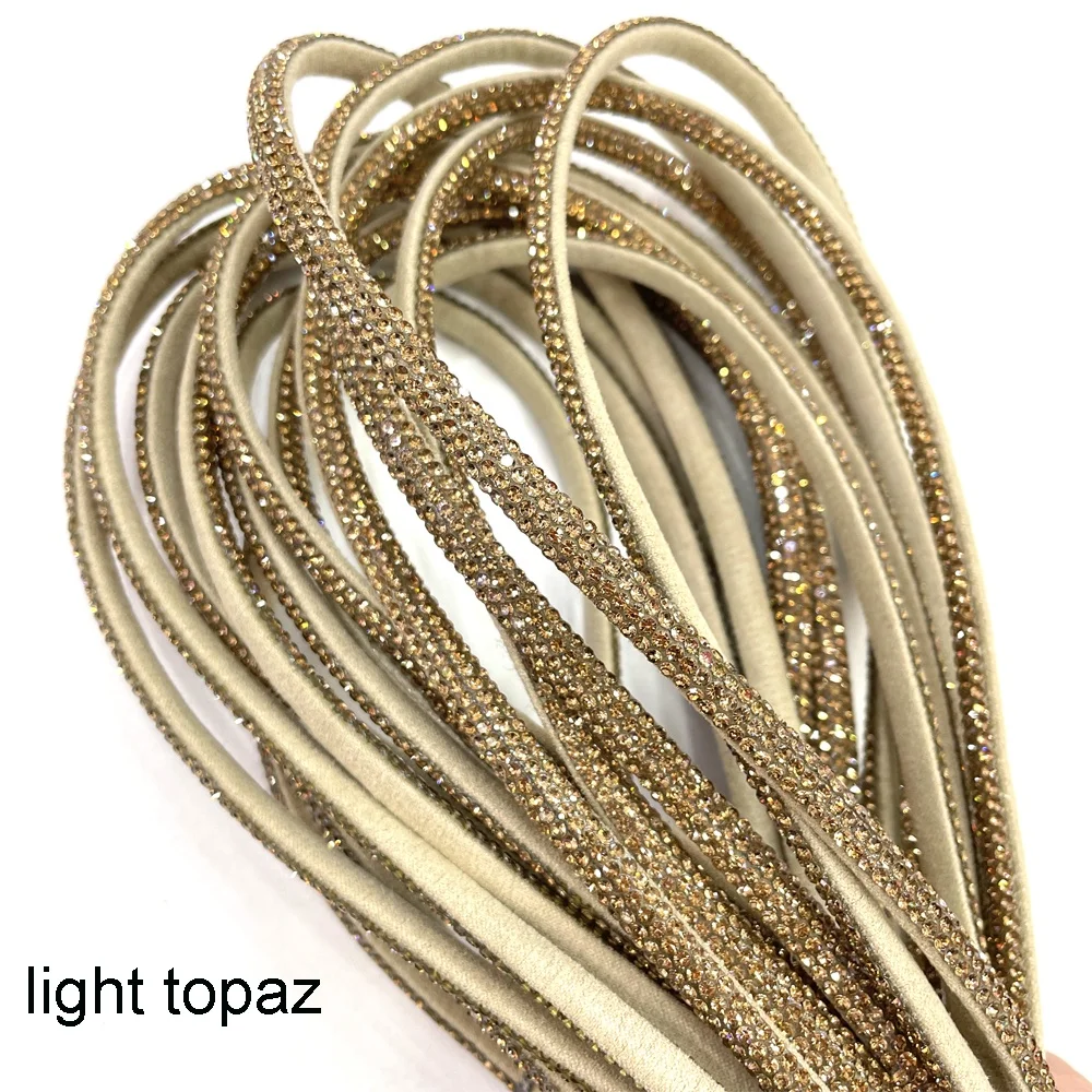 tr096 luxury crystal stripe sandals decoration rhinestone tube rope for shoes