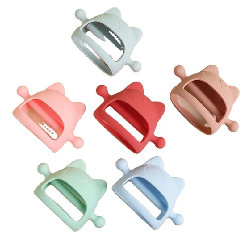 Anti Dropping Infant Cat Baby Teething Toy Silicone Teething Toys for Babies  Hand Teether Chew Toys for Sucking Needs