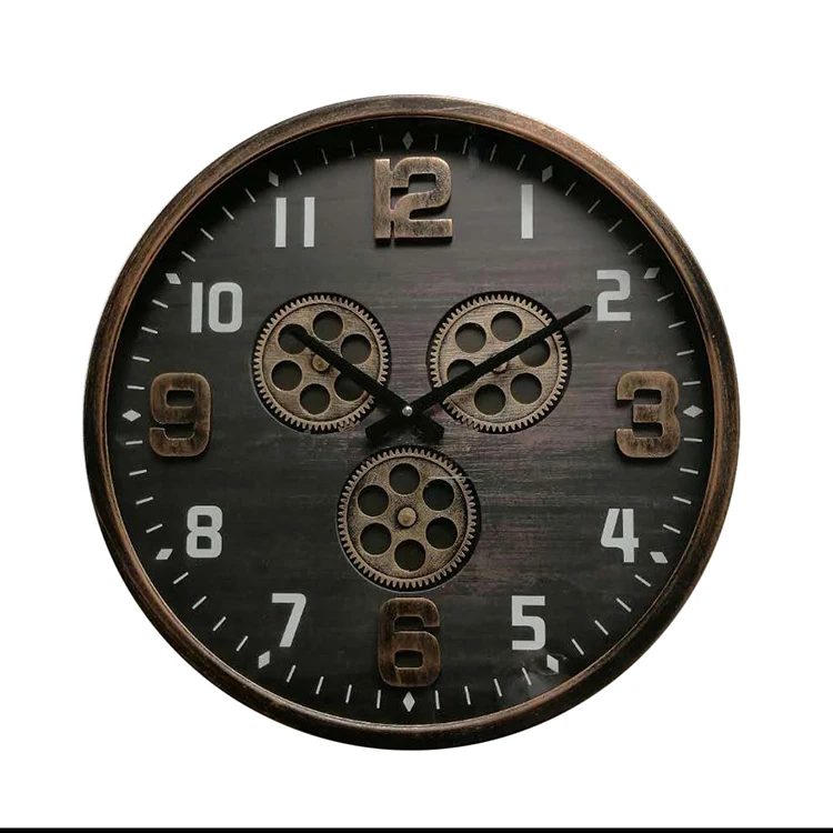 Высококачественные классические золотистые и черные 46 см металлические римские цифры движущиеся настенные часы