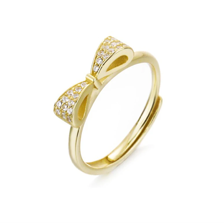 Модные ювелирные изделия anillos de plata 925 регулируемое кольцо с узлом бабочка позолоченное серебро 925 пробы обручальное кольцо