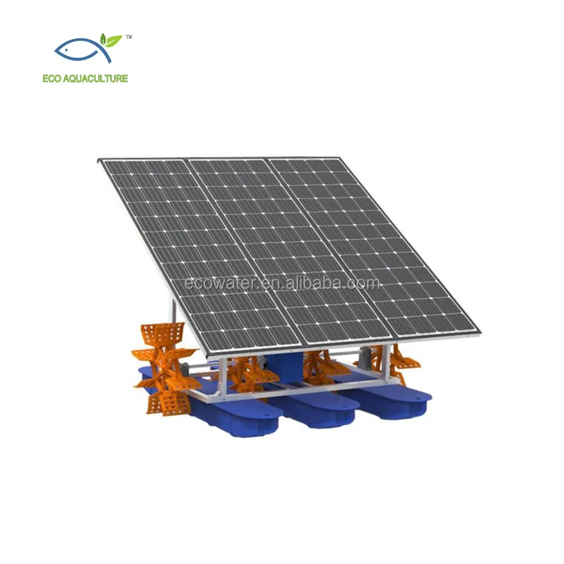 Ecoaquaculture  solar paddle wheel aerator dc solar water oxygenator aerator for fish pond solar powered impeller paddle wheel a