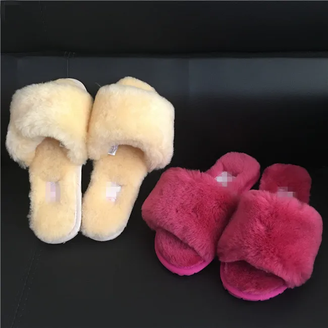 Дизайнерские Тапочки из овчины шлепанцы домашние тапочки для женщин