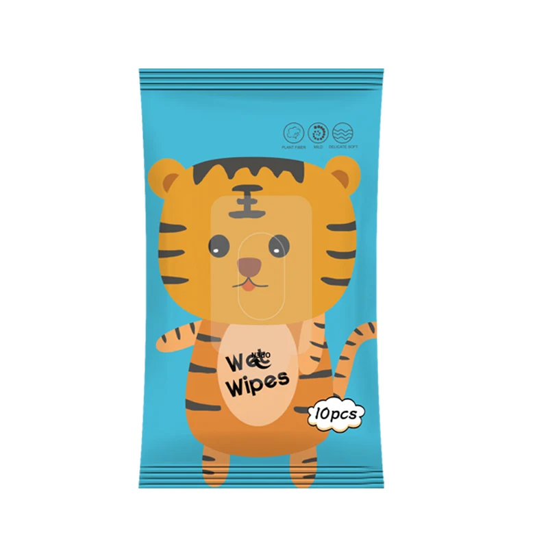 Custom Baby Wipe 10pcs Disposable Face Hand baby Soft Cotton Cleansing Organic Wipes