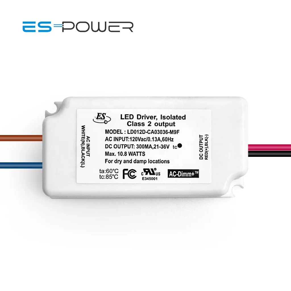 27-42vdc 108-132V 12w 280ma Es Ul Cul Flicker Free Leading Trailing Edge Dimmable Constant Current Led Driver