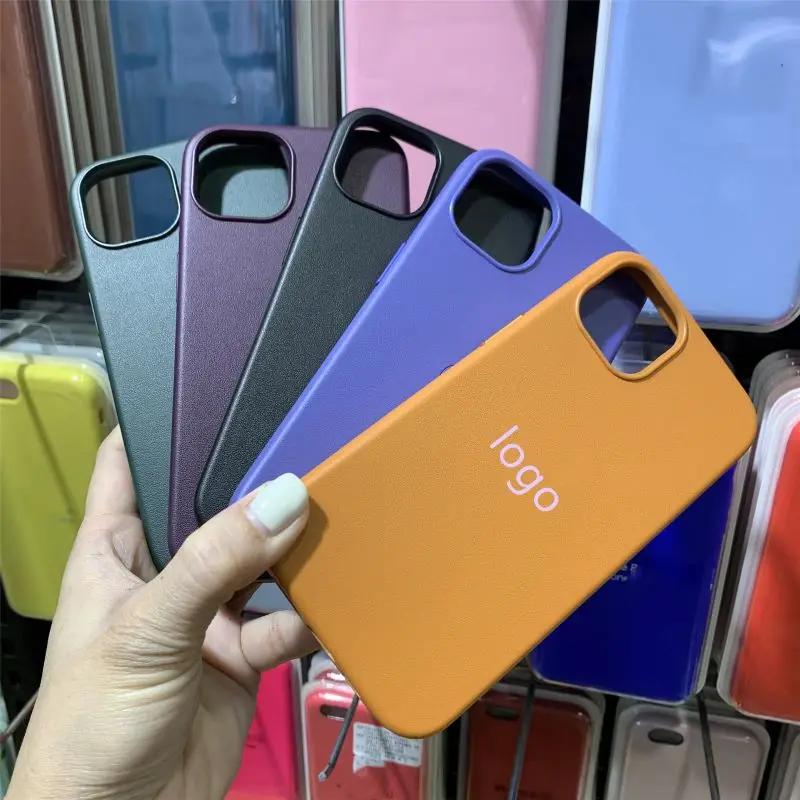 Quality Official Magsafe Leather Case with Logo for Iphone 15 14 13 12 Pro Max 1:1 Original  Clone Popup Leather Cover for Apple