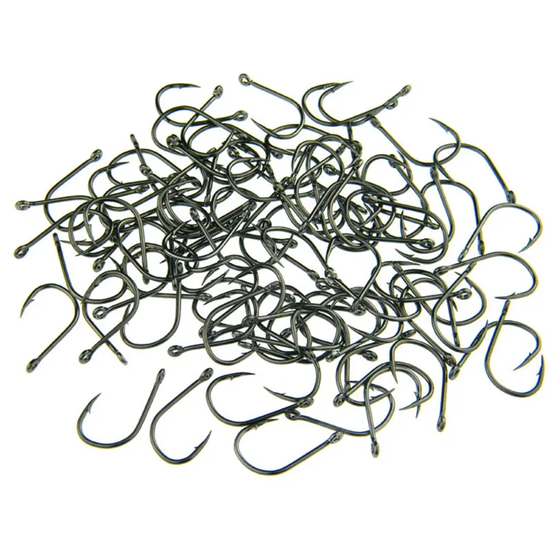 TOPIND 100pcs/Box Bass Pike Carp Beach Sea Boat Barbed High Carbon Saltwater Fishing Hooks