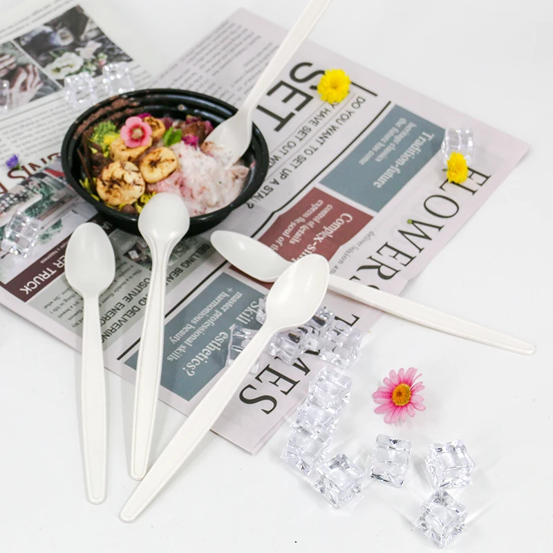 Оптовая продажа одноразовая ложка Pla с длинной ручкой для кофе, Пластиковые Ложки одноразовые
