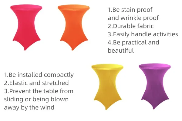 Red Round Folding Tablecloths Spandex Customized Colors Cocktail Table Covers