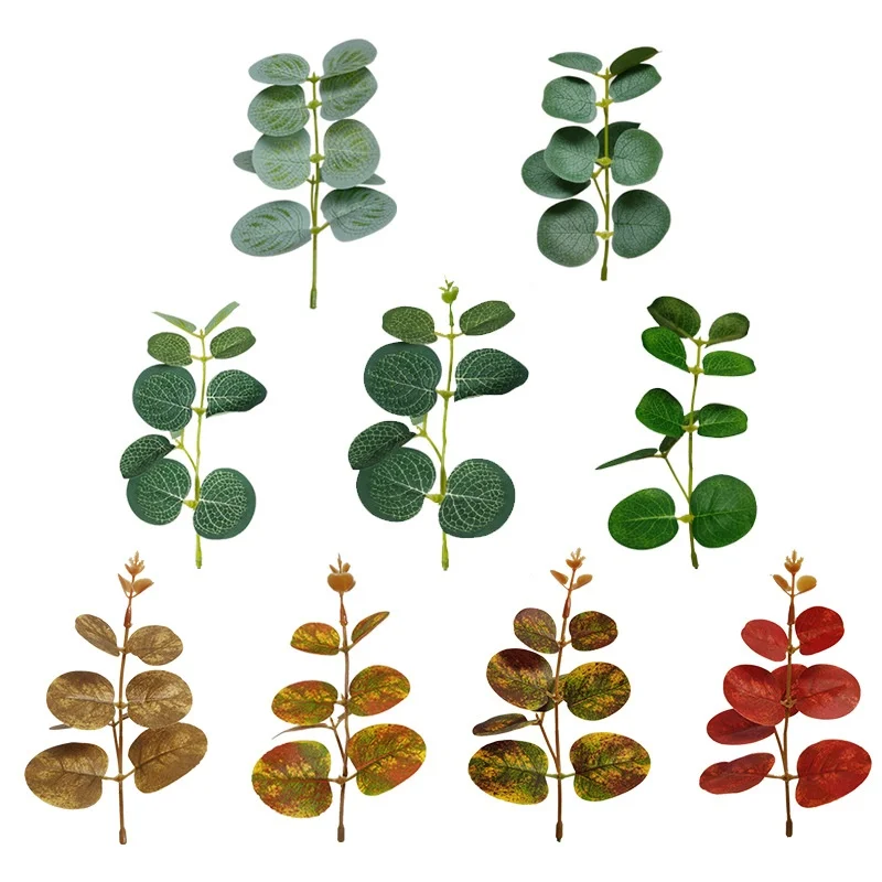 14-22cm popular hot sale home decor Faux artificial Mixed Eucalyptus Leaves Stems Picks Branches for wedding flower arrangement