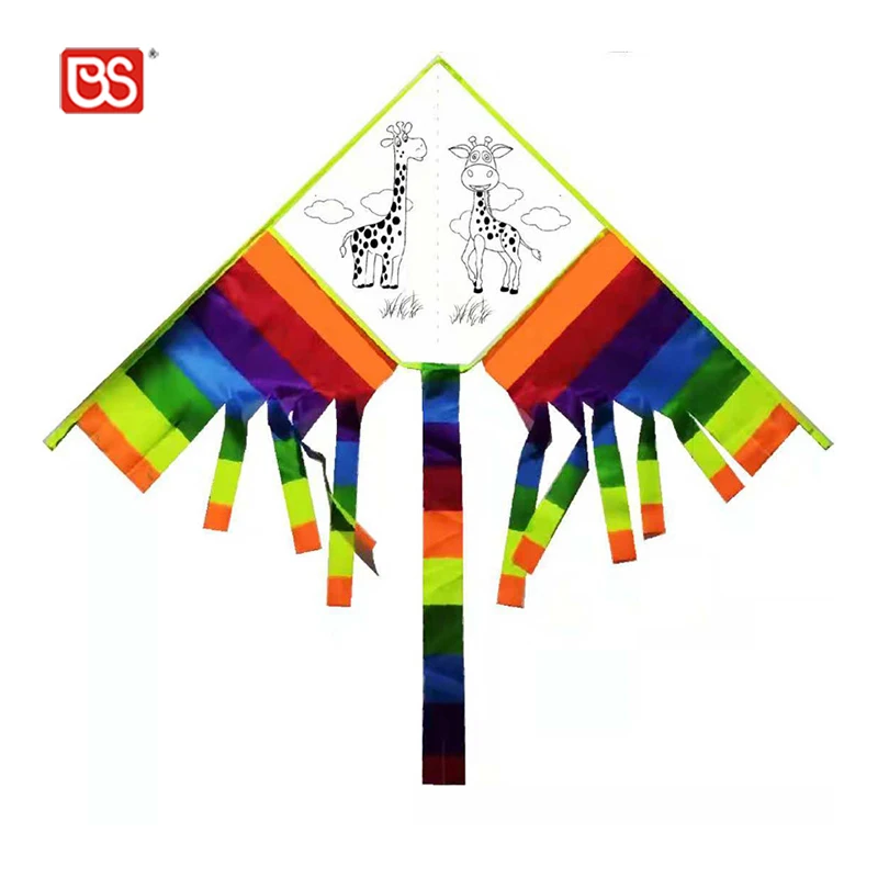 BS Toy China Factory Direct Sales Child Education Outdoor Sports Blank DIY Delta Shape Small Mini Simple Kite With Many Style