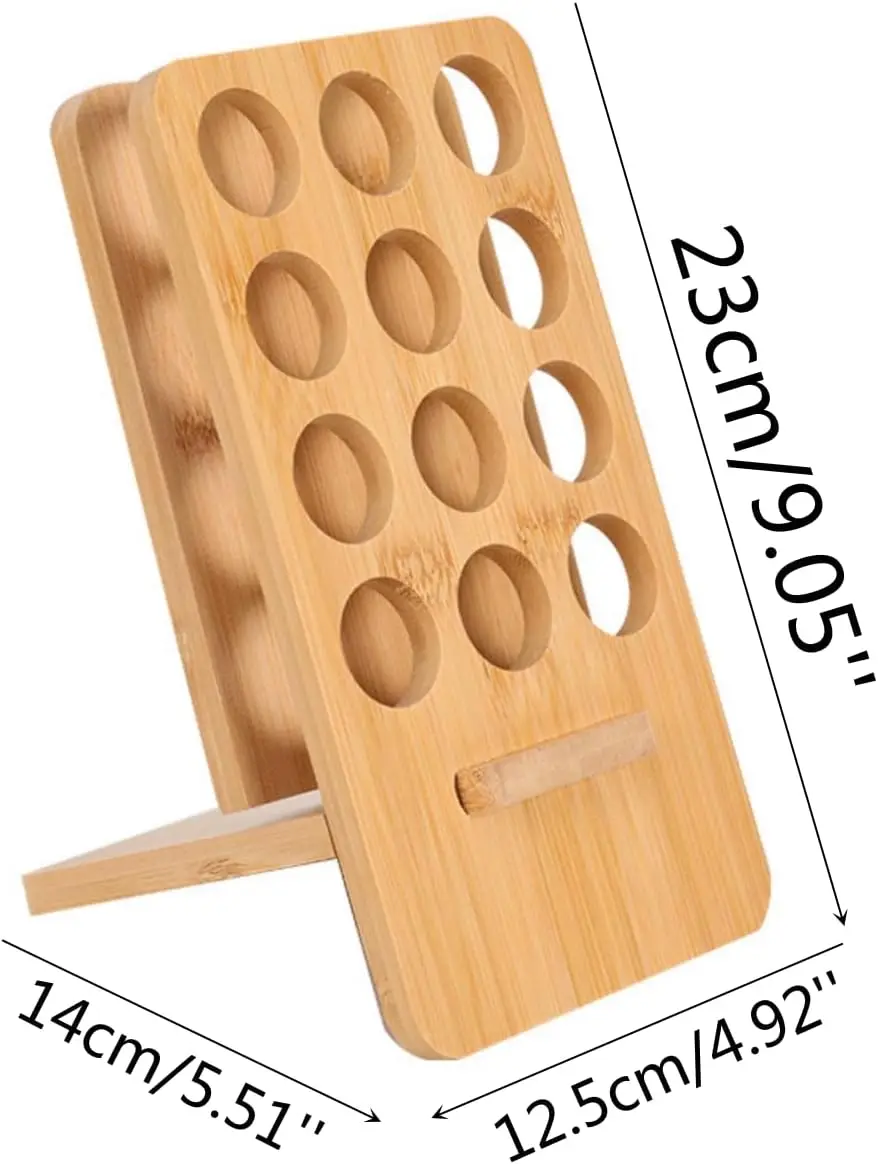 12 Grids Wooden Essential Oils Storage Racks Oil Organizer Bottles Bamboo Wood Display Stand Holder