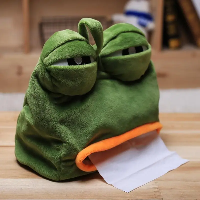 Wholesale customized sad frog tissue box plush animal tissue box creative plush home product