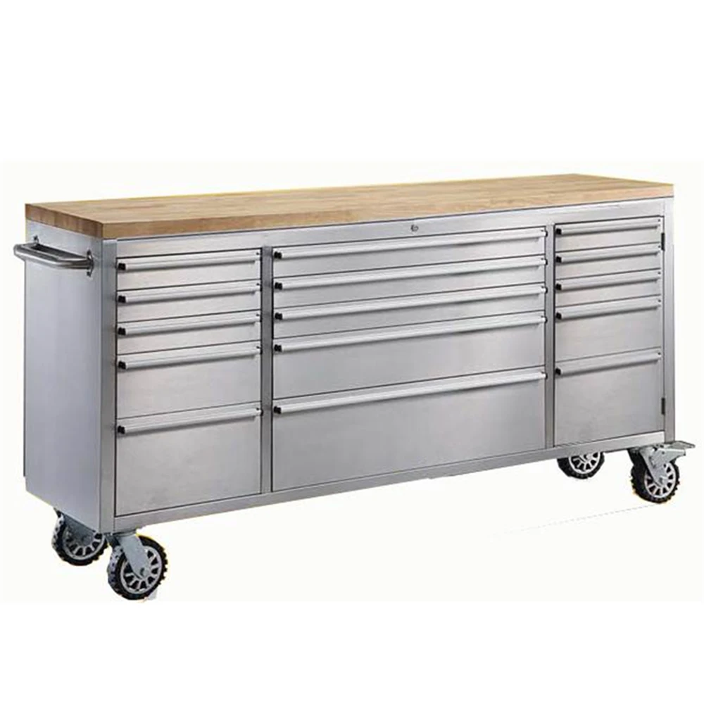 72 inch Worshop Garage Tool Chest Stainless Steel Tool Cabinet with Work Table