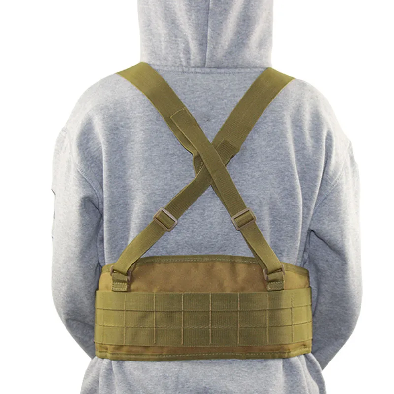 Tactical Molle Waist Belt Vest H-shaped Men Waist Girdle With Shoulder Strap Soft Padded Hunting Adjustable Belt Vest
