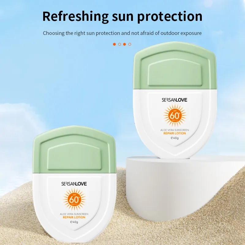 Hot sales High quality OEM Organic UVA UVB 40g Aloe Vera sunblock cream Foundation Moisturizing sunscreen spf 60