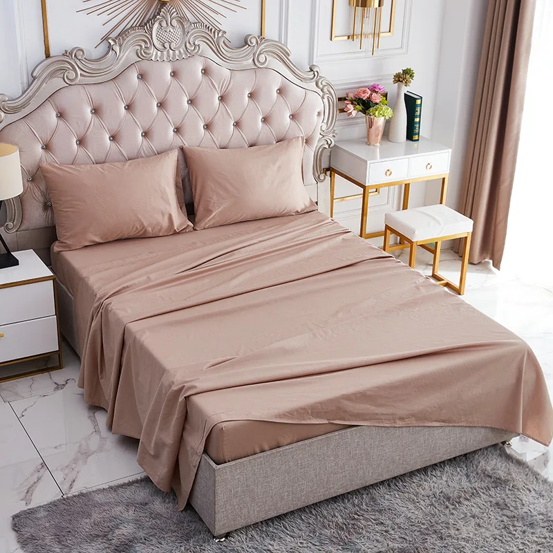 4PCS Wholesale Fitted Bedsheet Bed Sheets Pure Cotton Bedding Set for Hotel