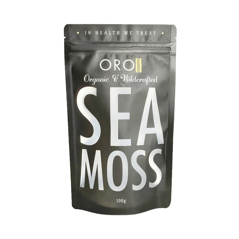 Factory custom print mylar  packaging stand up zipper bag for sea moss pouch