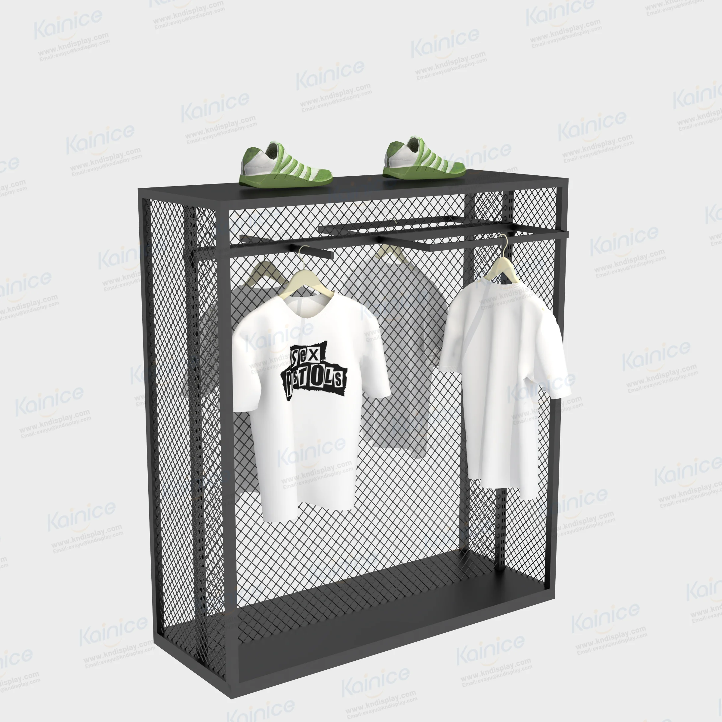 Kainice Business Shelving Design Retail Racks One-stop Cloth Metal Display Black Metal Gondolas For Store