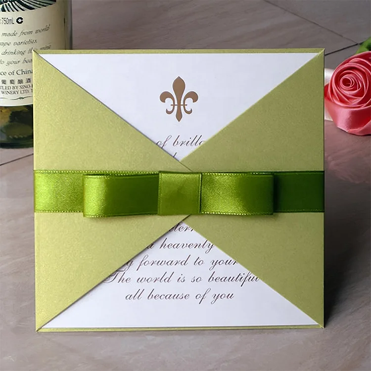 Custom Designs Elegant Luxury Wedding Invitation Birthday Blue Paper Greeting Cards